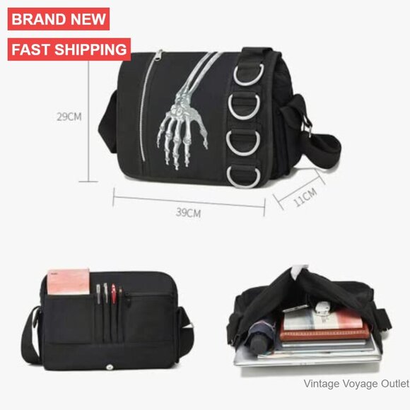 Large Capacity Canvas Messenger Backpack Goth Grunge Y2K Fashion main image 6